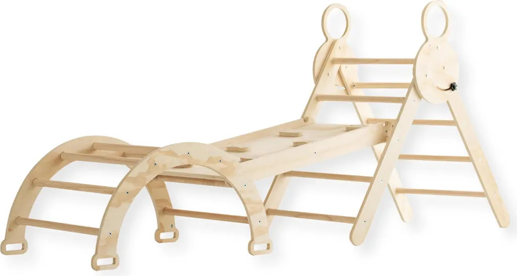 Mini Struttura Arrampicata Buxibo Legno Naturale: Arco e Scivolo Montessori