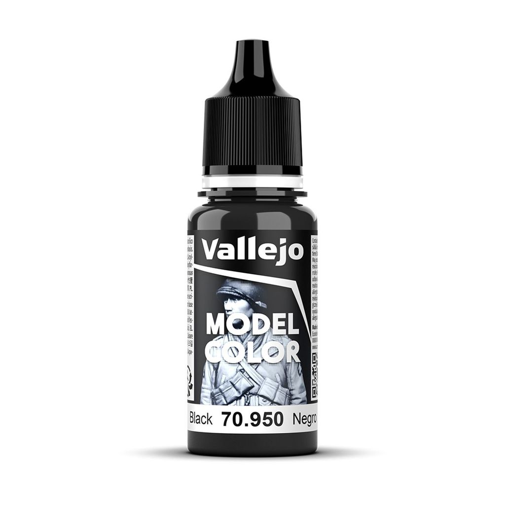 Vallejo 70.950, Schwarz, Acrylfarbe, Flüssigkeit, 17 ml, 1 Produktbild 