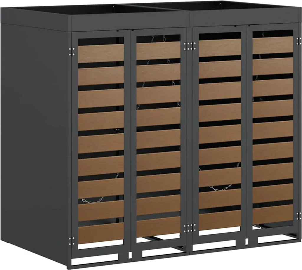 Rangement extérieur pour 2 poubelles en acier anthracite vidaXL