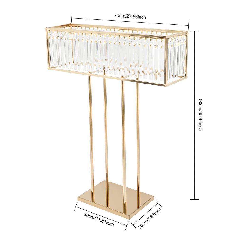 Support floral de réception pour centre de table mariage cristal et or