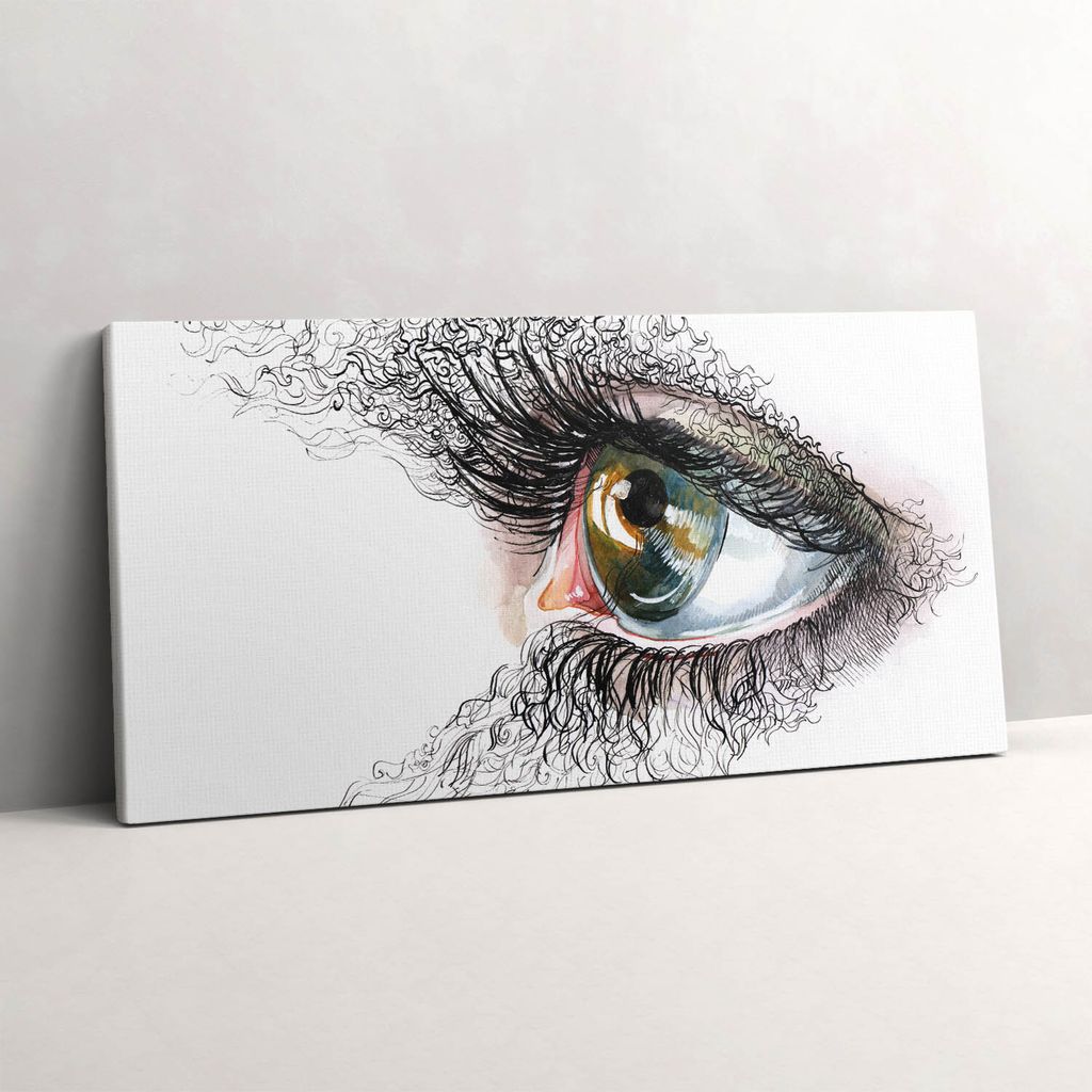Zeichnung eines menschlichen Auges – Leinwandbild Wandbild – 140x70 cm – Leinwandbilder – Wandbilder – Schlafzimmer – Flur