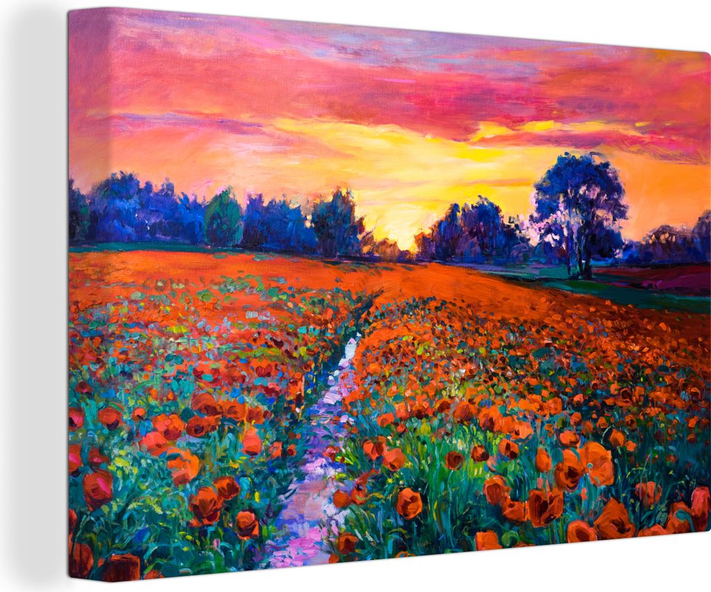 OneMillionCanvasses - Leinwandbilder - 140x90 cm, Malerei - Natur - Blumen - Ölfarbe, Wandbilder Kunstdruck Wanddekoration - Foto auf Leinwand -...