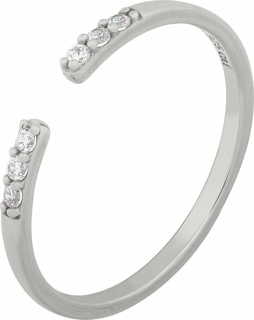 anello cai 925/- argento rodiato con zirconi aperti impilati