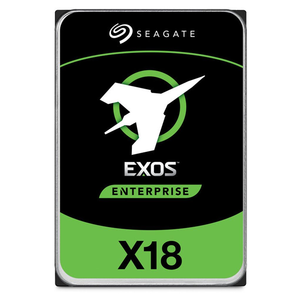A product shot of a Seagate Exos X18 hard drive.