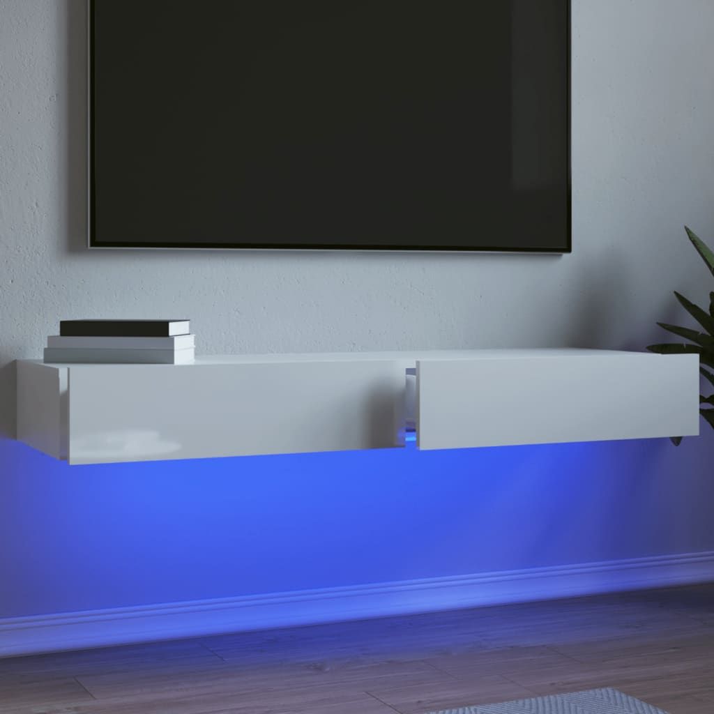 Azkoeesy TV-Schrank TV-Board 180 Cm Schwarz Hochglanz Mit LED-Beleuchtung, Mit 2 Glasablage, Moderner TV-Lowboard Fernseher Kommode 180 X 45 X 35 Cm ( Schwarz
