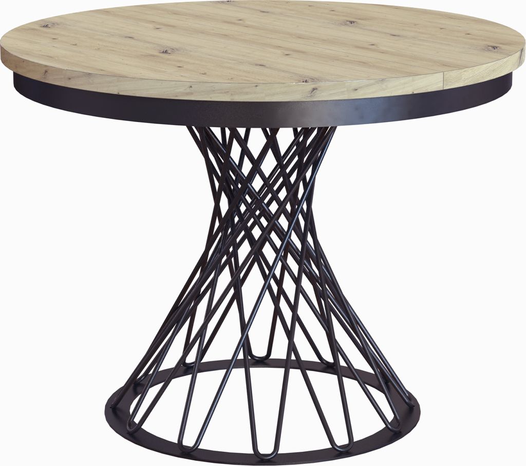 MEBLINI Esstisch Rund Ausziehbar aus Metall - Loft - Esszimmertisch Modern - Küchentisch - Ausziehtisch - Round Dining Table - Esszimmertische - 1...