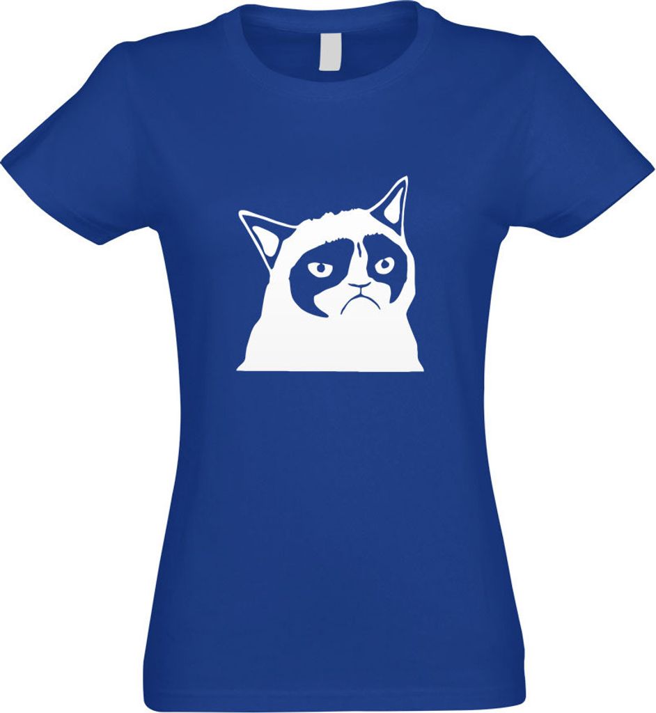 Kiwistar - T-Shirt tailliert - Damen - royal - Grumpy Cat - Meme - No - mit Motiv Bedruckt - Funshirt Design - Sport - Freizeit - Damen - L