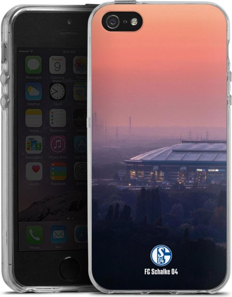 DeinDesign Handyhülle für Apple iPhone SE (2016-2019) Silikon Hülle Case Smartphone Schutzhülle FC Schalke 04 Offizielles Lizenzprodukt Stadion