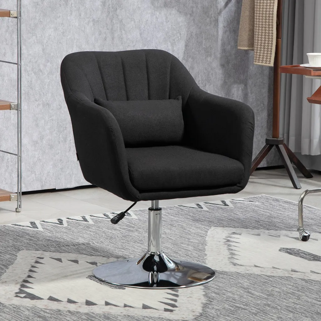 Siège de bureau ergonomique noir réglable en hauteur à vérin à gaz - 2