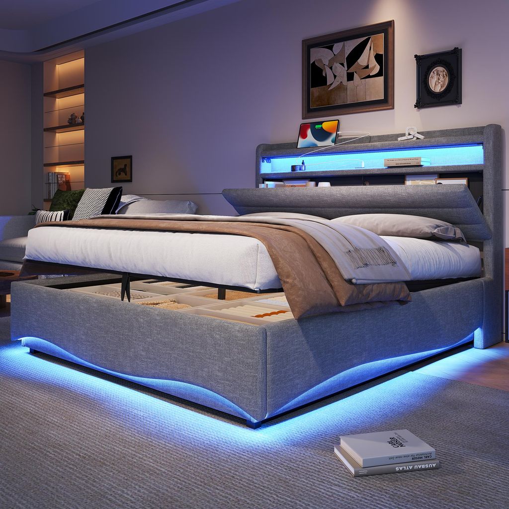 Flieks letto imbottito idraulico 140x200cm con USB e Immagine del prodotto 