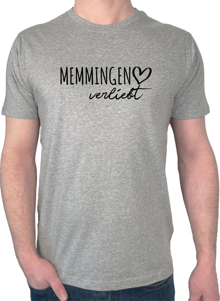Huuraa Herren T-Shirt Memmingen verliebt XL Sport Grey Bio Baumwolle Fairtrade Herrenshirt Geschenkidee