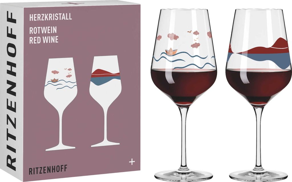 Herzkristall Rotweinglas-Set H23 Von Aurélie Girod | Produktbild 1