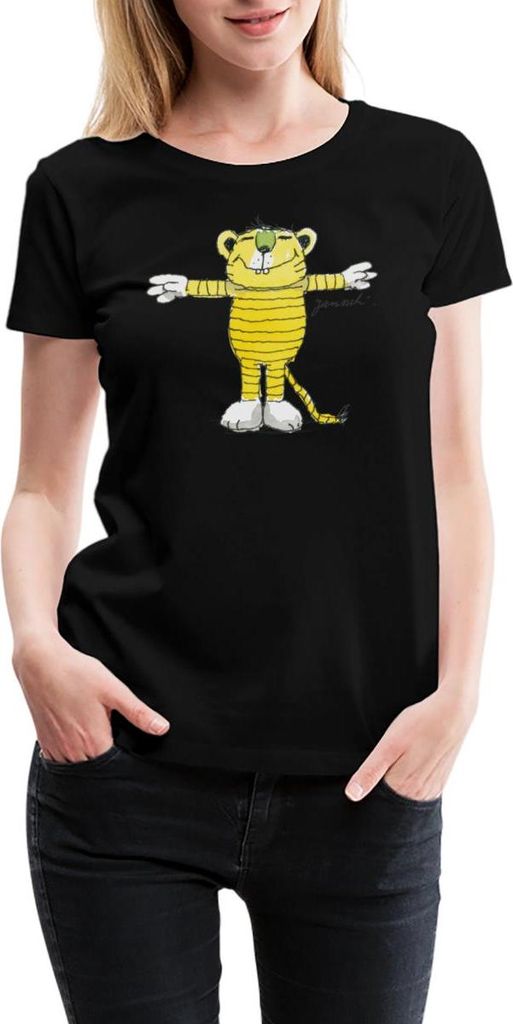 Spreadshirt Janosch Tiger Pose Frauen Premium T-Shirt, M, Schwarz