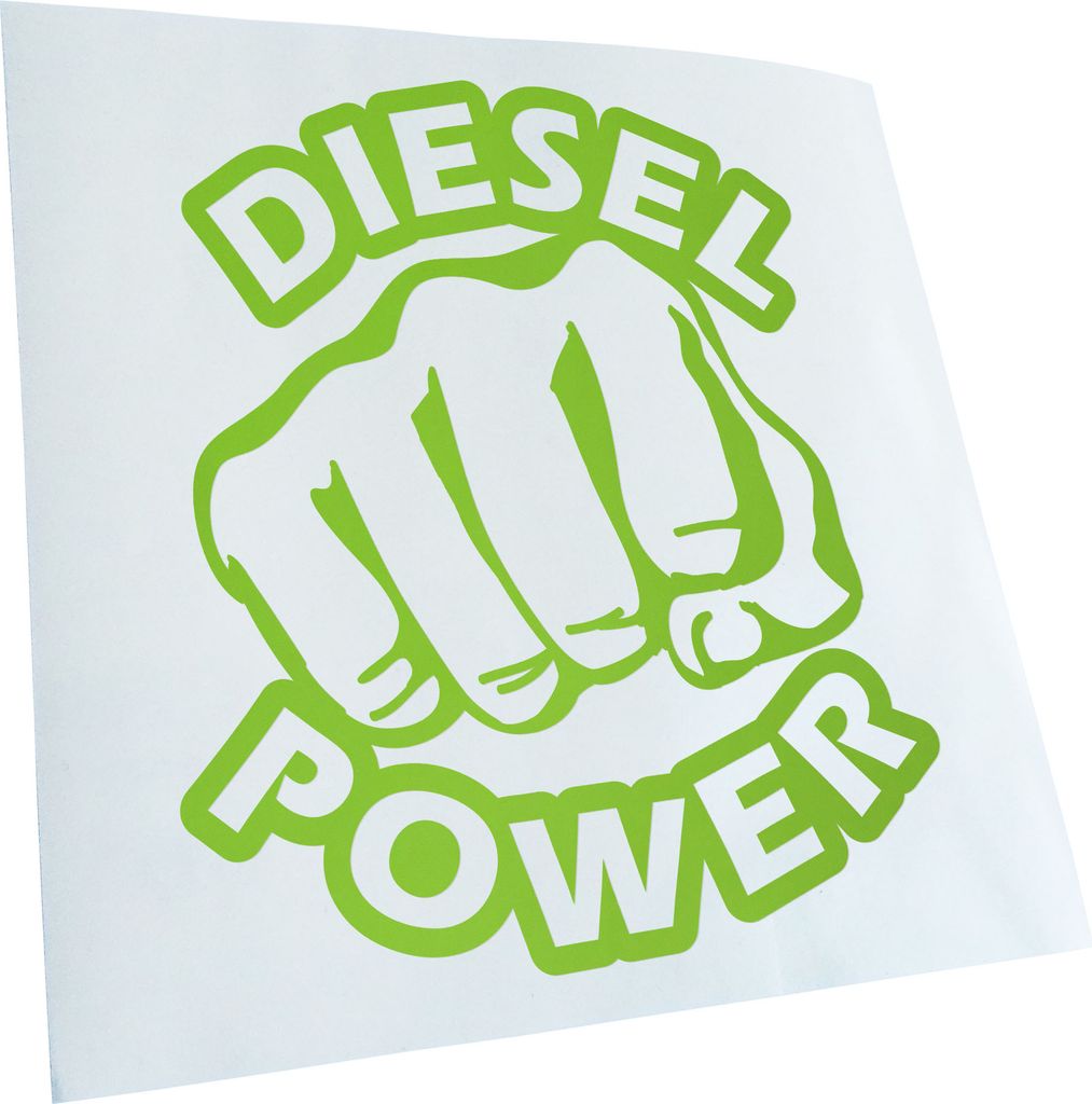 Kiwistar - Autoaufkleber - Diesel Power Schlag Faust Heckscheibenaufkleber - Aufkleber für Auto Kfz Fahrrad, LKW, Truck Mofa
