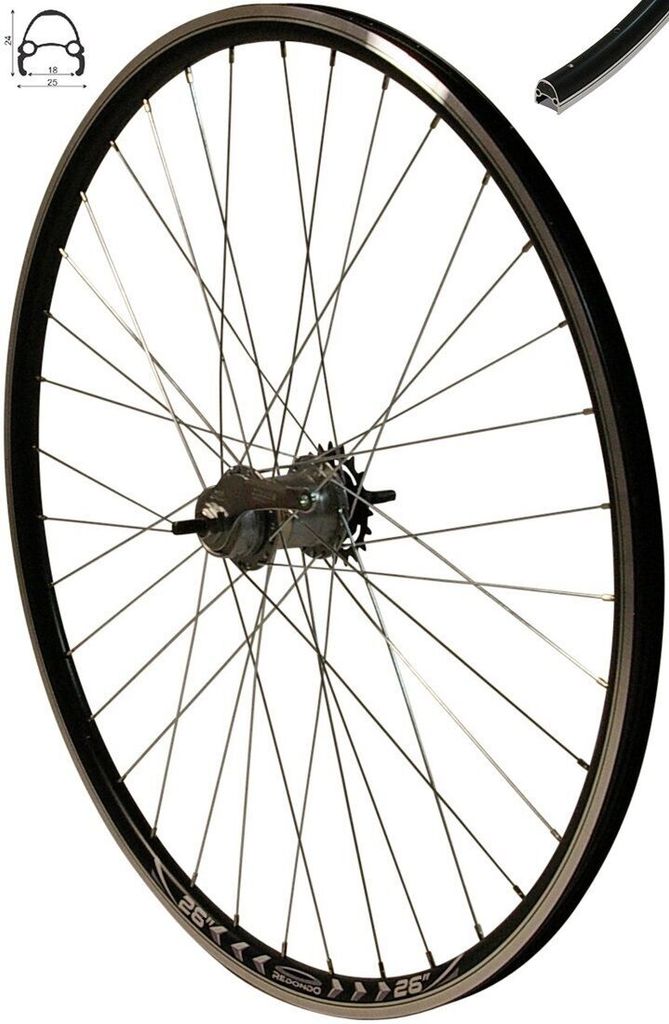 REDONDO 26 Zoll Laufrad Hinterrad Felge Schwarz Shimano Produktbild 
