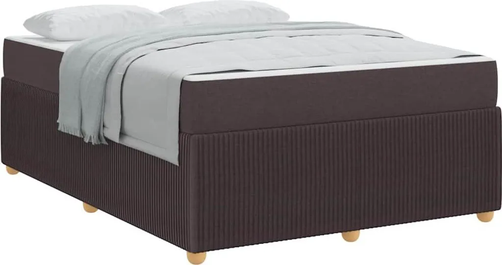 Cadre de lit avec matelas 140x200 cm en tissu marron foncé robuste