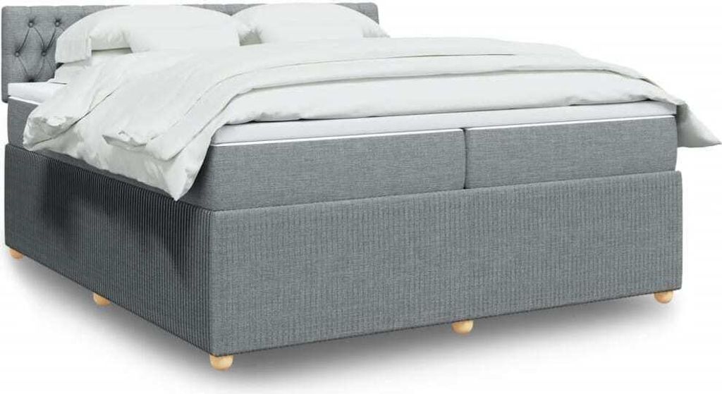 Maison Exclusive - Boxspringbett mit Matratze Hellgrau 200x200 cm Stoff
