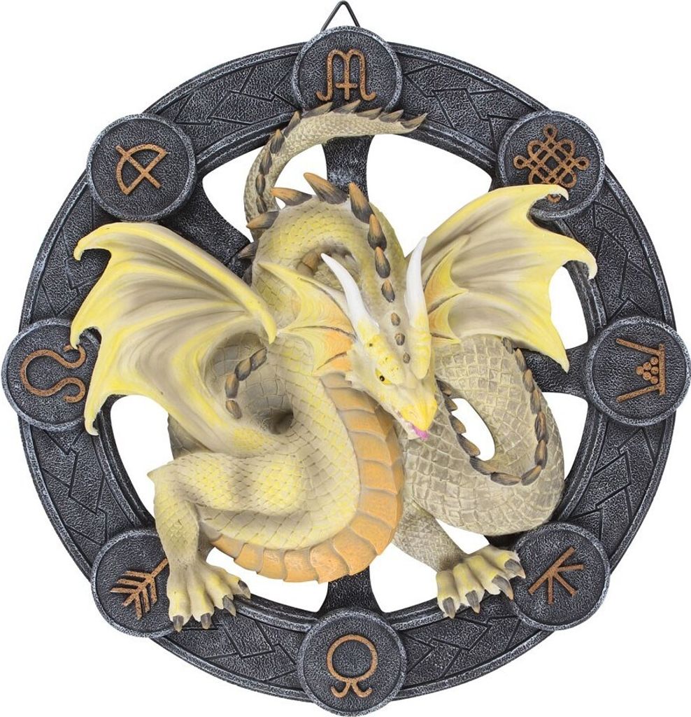 Anne Stokes - Tafel "Mabon", Harz, Drachen-Design SD5183 (Einheitsgröße) (Gelb/Grau)