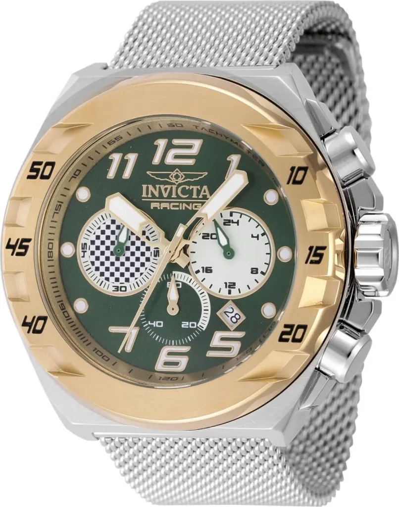 Invicta Racing 47205 Chrono Uomo 48mm Acciaio Quadrante Verde