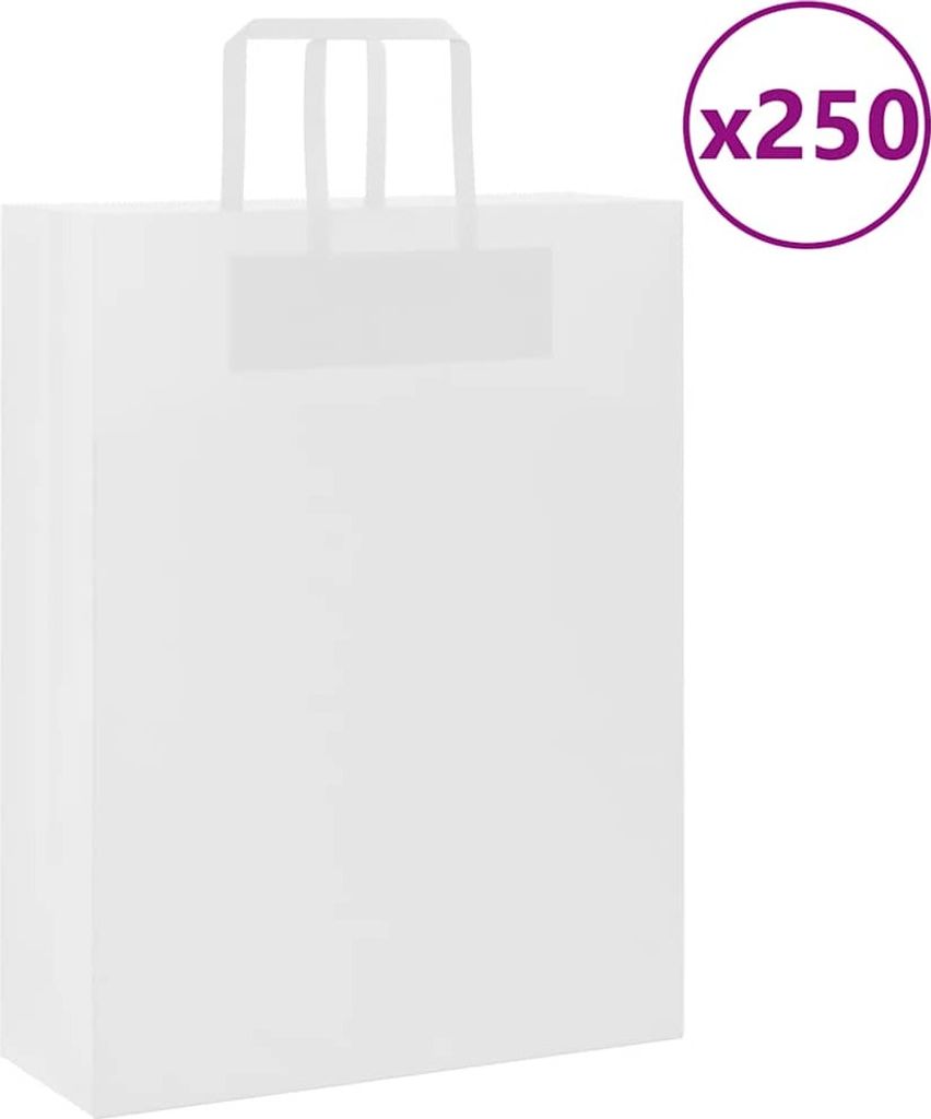 Papiertragetaschen 250 Stk. mit Henkeln Weiß 32x12x42 cm