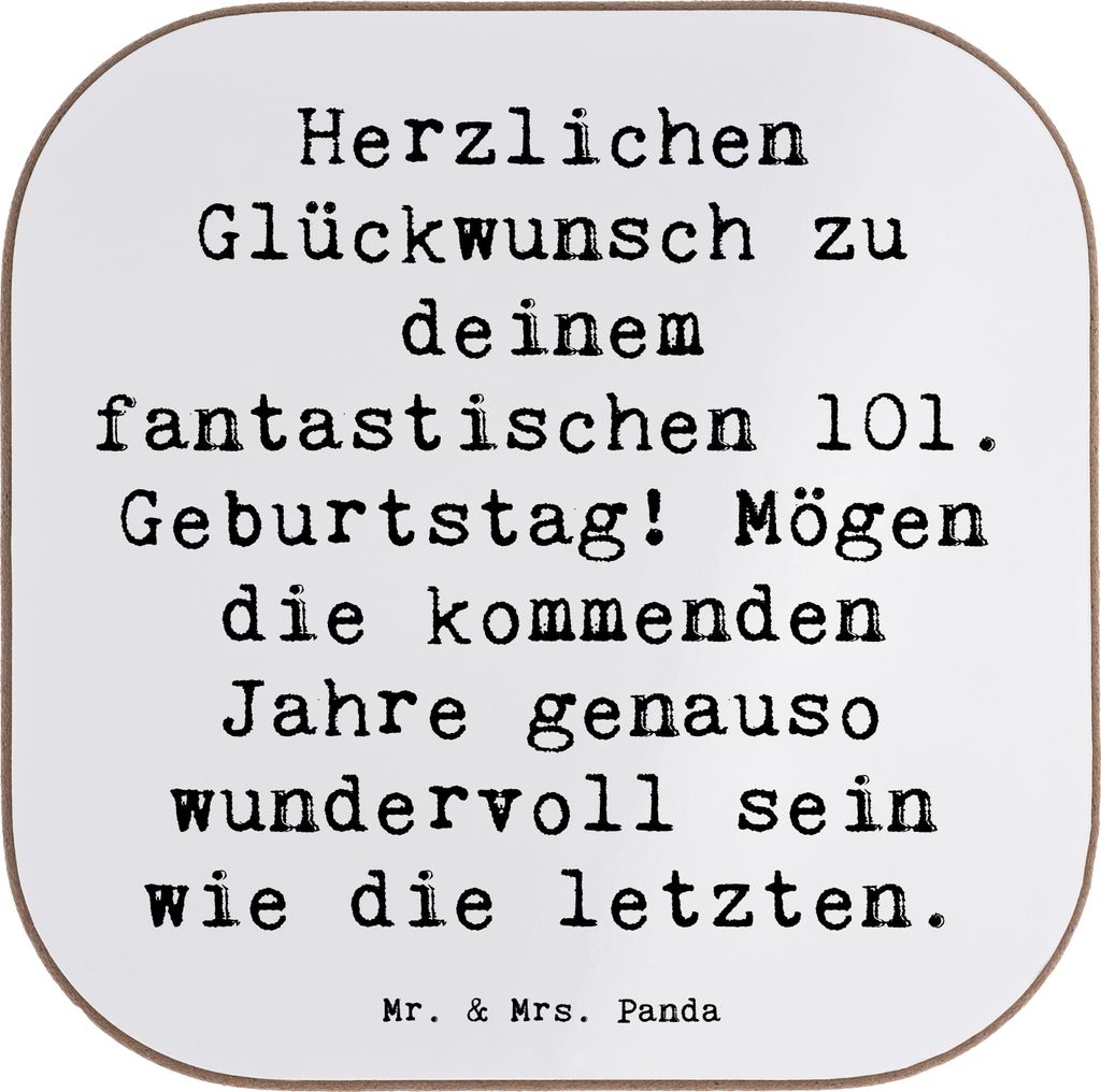 Mr. & Mrs. Panda Tassen Untersetzer Spruch 101. Geburtstag - Weiß - Geschenk, Tassenuntersetzer, gläseruntersetzer, geschätzt und geliebt, Gebur...