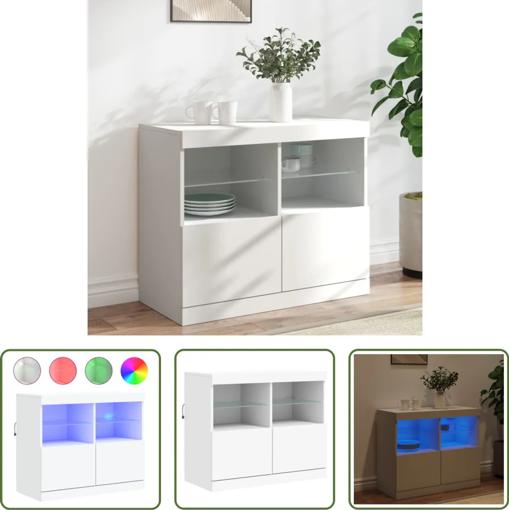 Mobile Credenza Design Bianco LED 81x37x67 cm - Living Moderno
