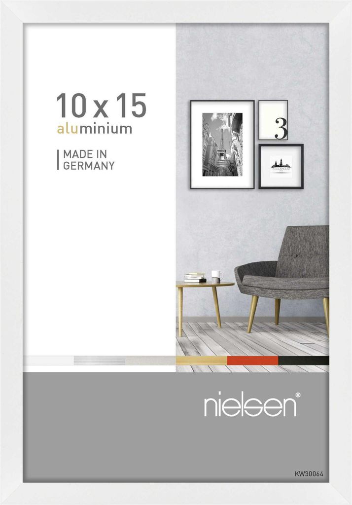 nielsen Aluminium Bilderrahmen Pixel, 10x15 cm, Weiß Glanz