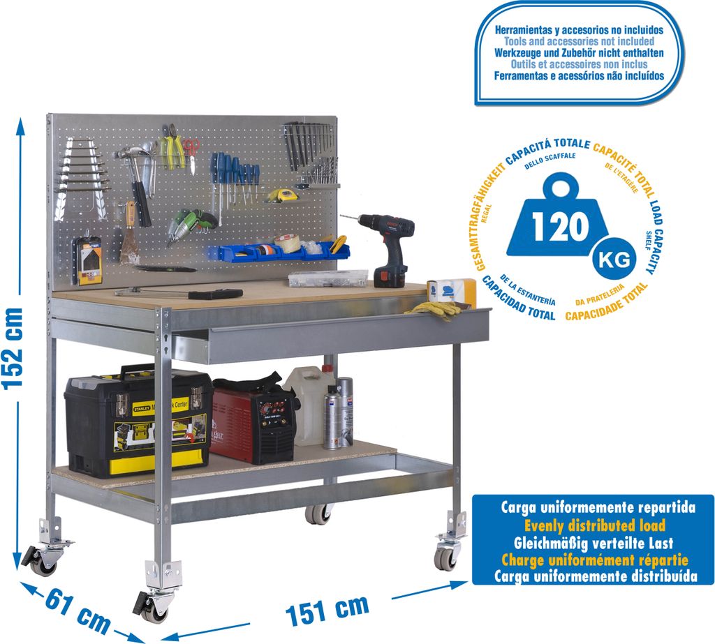 SIMONWORK MOBILE BT2 BOX 1500 GALVA/WOOD Metallwerkbank