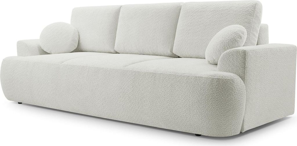 Selsey Barletto – 3-Sitzer-Sofa mit Schlaffunktion und Stauraum, Bouclé, Hellbeige