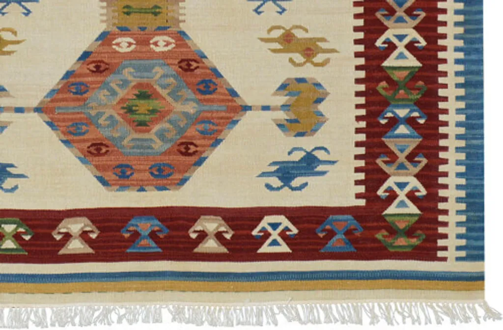 Tapis Déco Kelim Crème 75x125 cm - Parfait pour Chambre ou Entrée Chic - 4