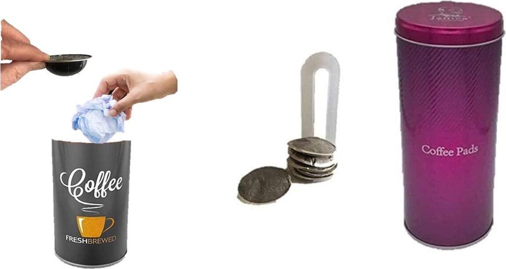 Premium Paddose für 20 Kaffeepads +Tisch Abfallbehälter ohne Deckel mit Ø 8,5 x 9 cm, 0.5 Liter Tischreste-Mülleimer
