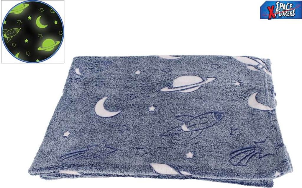 Plaid Glow In The Dark blaues Fleece-Decke Weltraumabenteuer 100x150cm