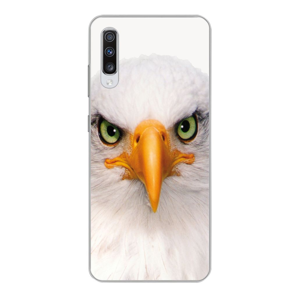 MuchoWow Handyhülle Schutzhülle Hülle für Samsung Galaxy A70 Jungen - Adler - Amerikanischer Weißkopfseeadler - Vogel - Porträt - Schnabel ...