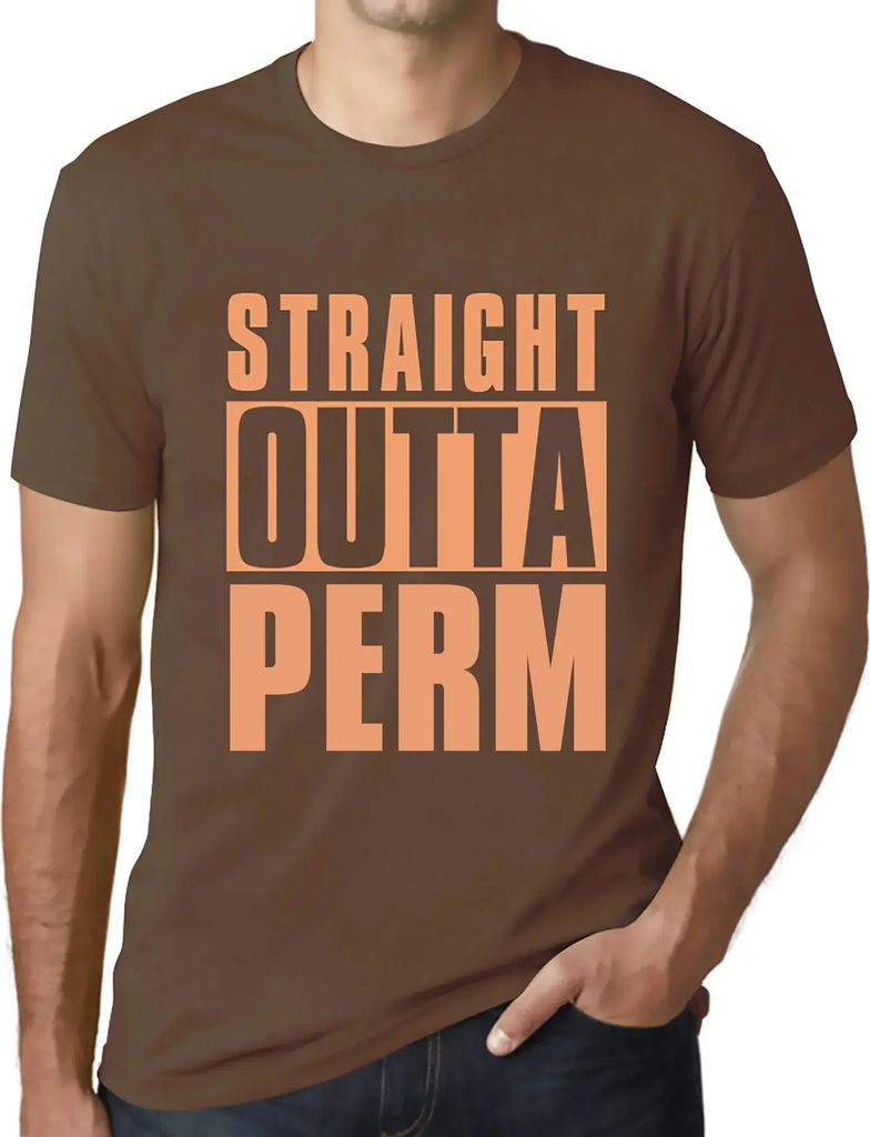 Herren Grafik T-Shirt Direkt aus der Dauerwelle – Straight Outta Perm – Öko-Verantwortlich Vintage Jahrgang Kurzarm Lustige Druck Geburtstag G...