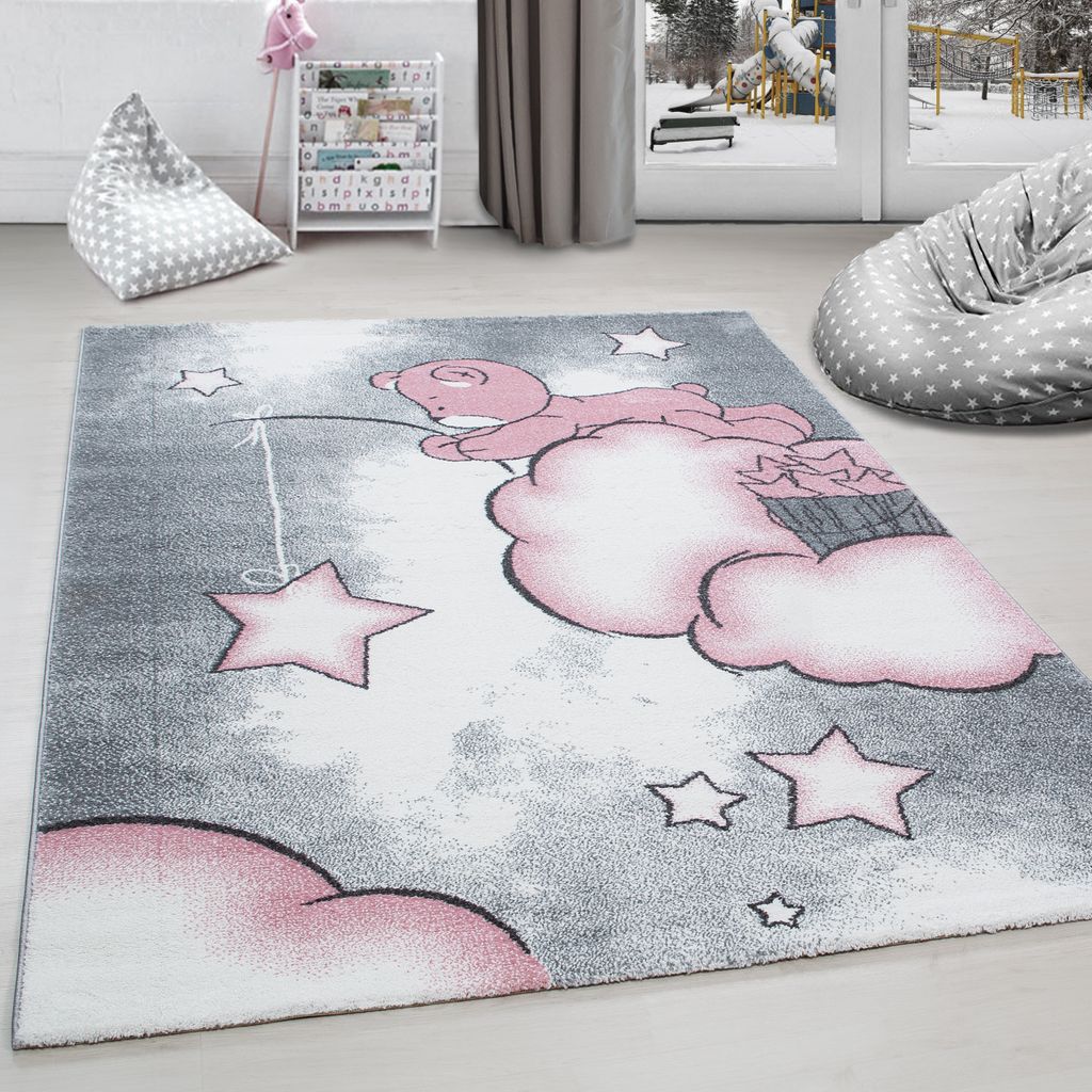 Teppich mit süßem Design - ein schönes Motiv für kleine Entdecker, Größe: 140 x 200 cm, Farbe: Rosa-10