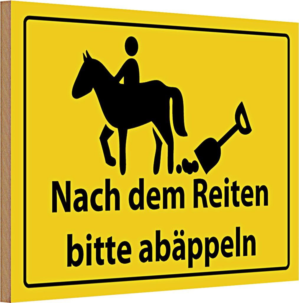Holzschild Hinweis 30x20cm Nach Reiten bitte abäppeln