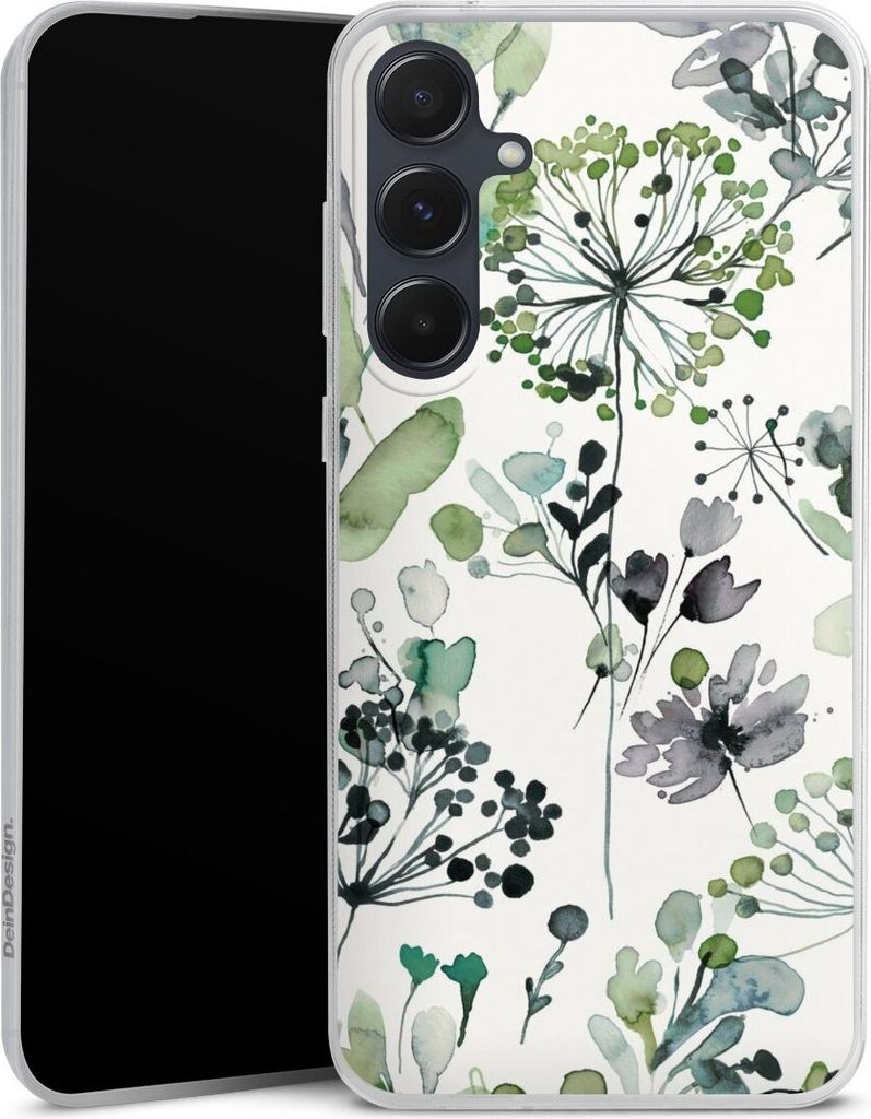 DeinDesign Slim Hülle für Samsung Galaxy A55 5G Silikon Case Ultra Dünn Handyhülle Blumen Wasserfarbe Eukalyptus