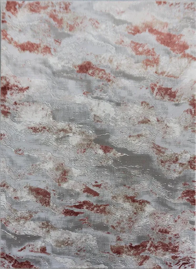 Tapis rectangulaire 60x100 COVINA 1 coloris blanc gris et rouge moderne