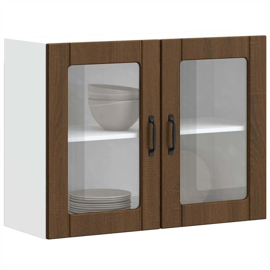 Küchen-Hängeschrank mit Glastür Lucca Braun Eichen-Optik