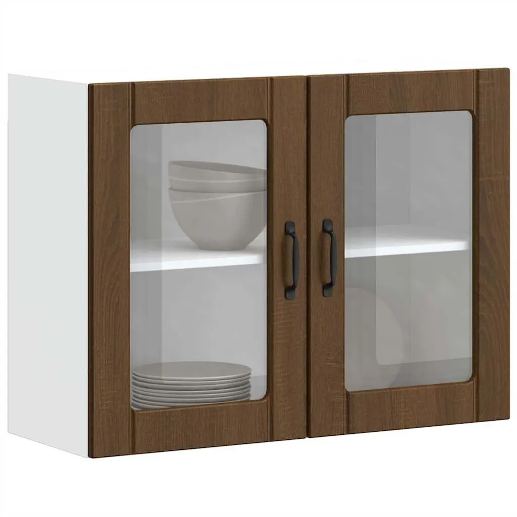 Mobile Pensile Lucca in Rovere Marrone | Vetrina Cucina Moderna