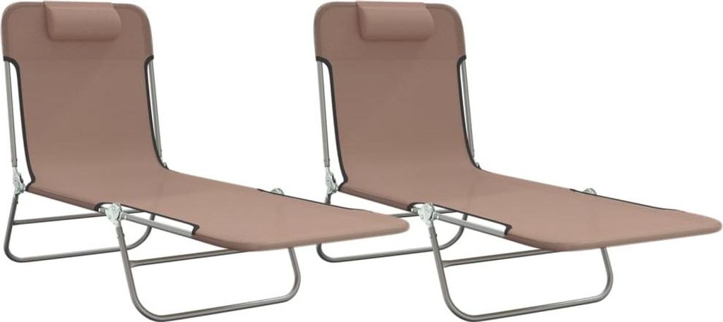 vidaXL Sonnenliegen Klappbar 2 Stk. Braun Textilene und Produktbild 
