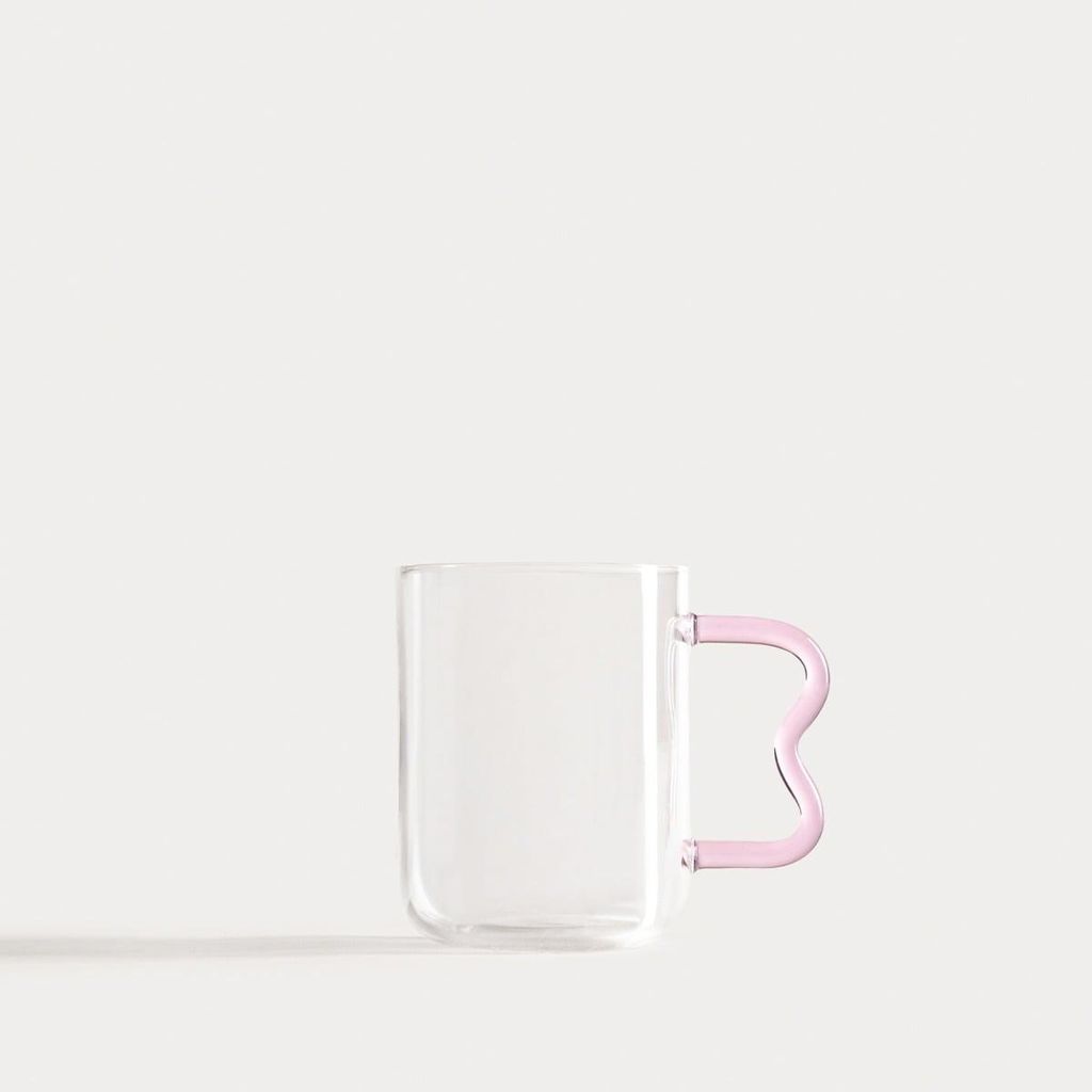 HOMLA ZIGRA Glas mit gewelltem rosa Stiel 0,4 l Produktbild 