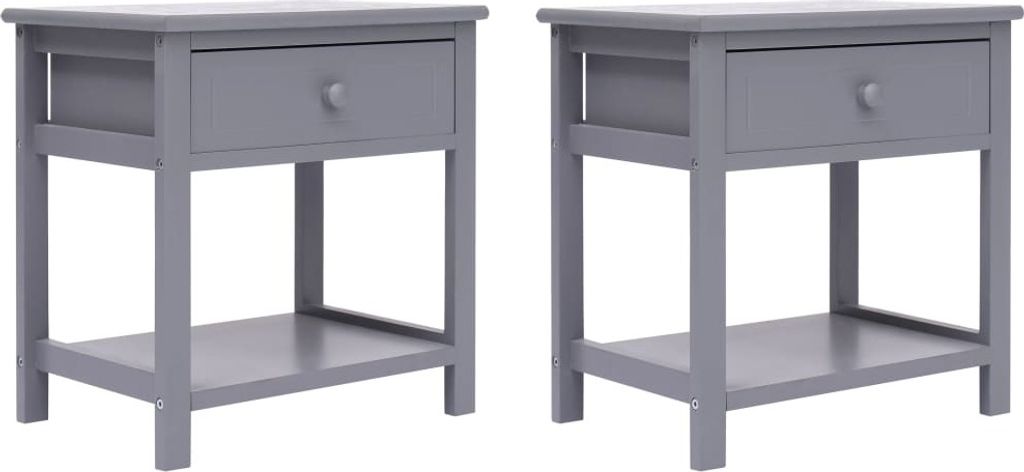 Maison Exclusive - Nachttische 2 Stk. Grau 40x29x42 cm Paulownia Holz