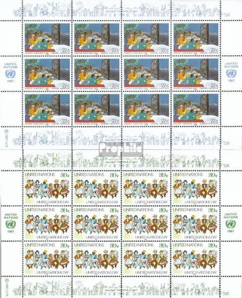 Briefmarken UNO - New York 1987 Mi 540Klb-541Klb Kleinbogen (kompl.Ausg.) gestempelt Tag der UNO
