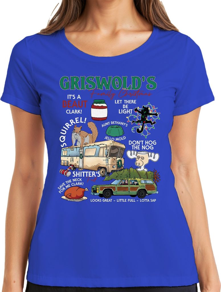 Griswolds Family Christmas Schöne Bescherung Zitate - Weihnachten Xmas Damen T-Shirt, Blau, XL