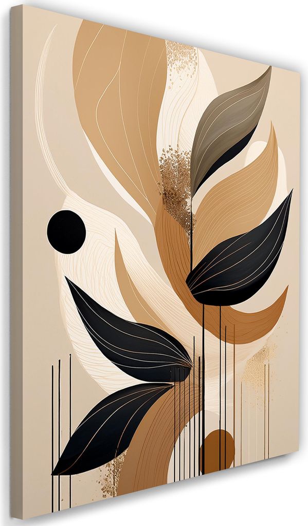 Leinwandbild Beige Abstraktion Formen 80x120 Feeby Beige bild für die wand bereit zum aufhängen