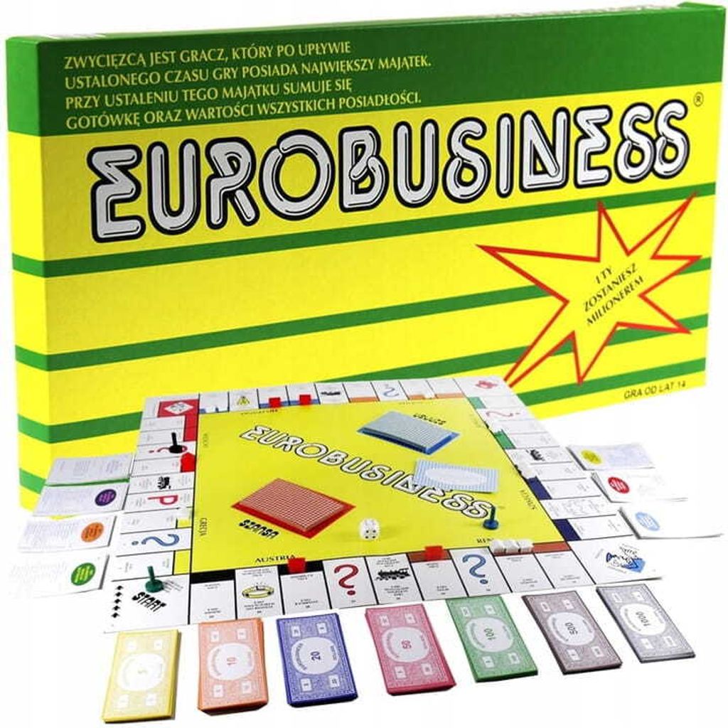 A board game box and its contents are displayed on a white background.