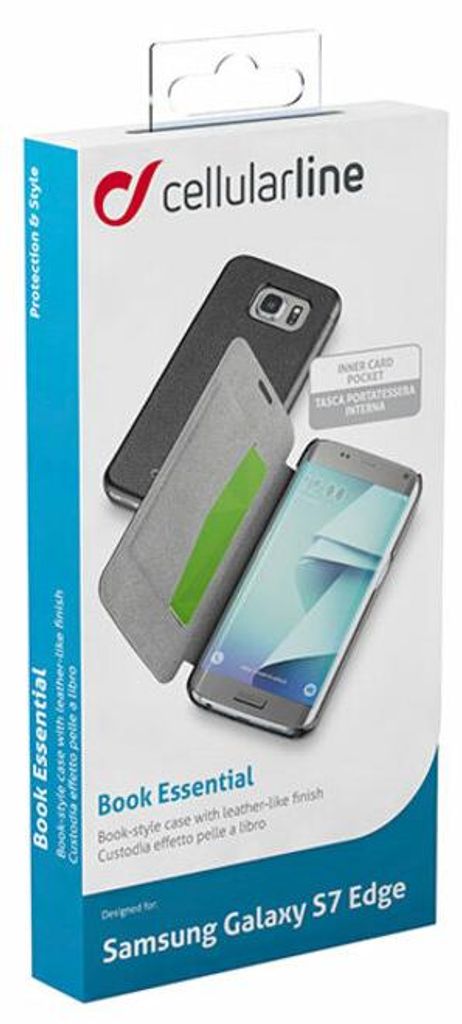 Cellularline Book Essential Pocket - Galaxy S7 Edge, Folio, Samsung, Schwarz