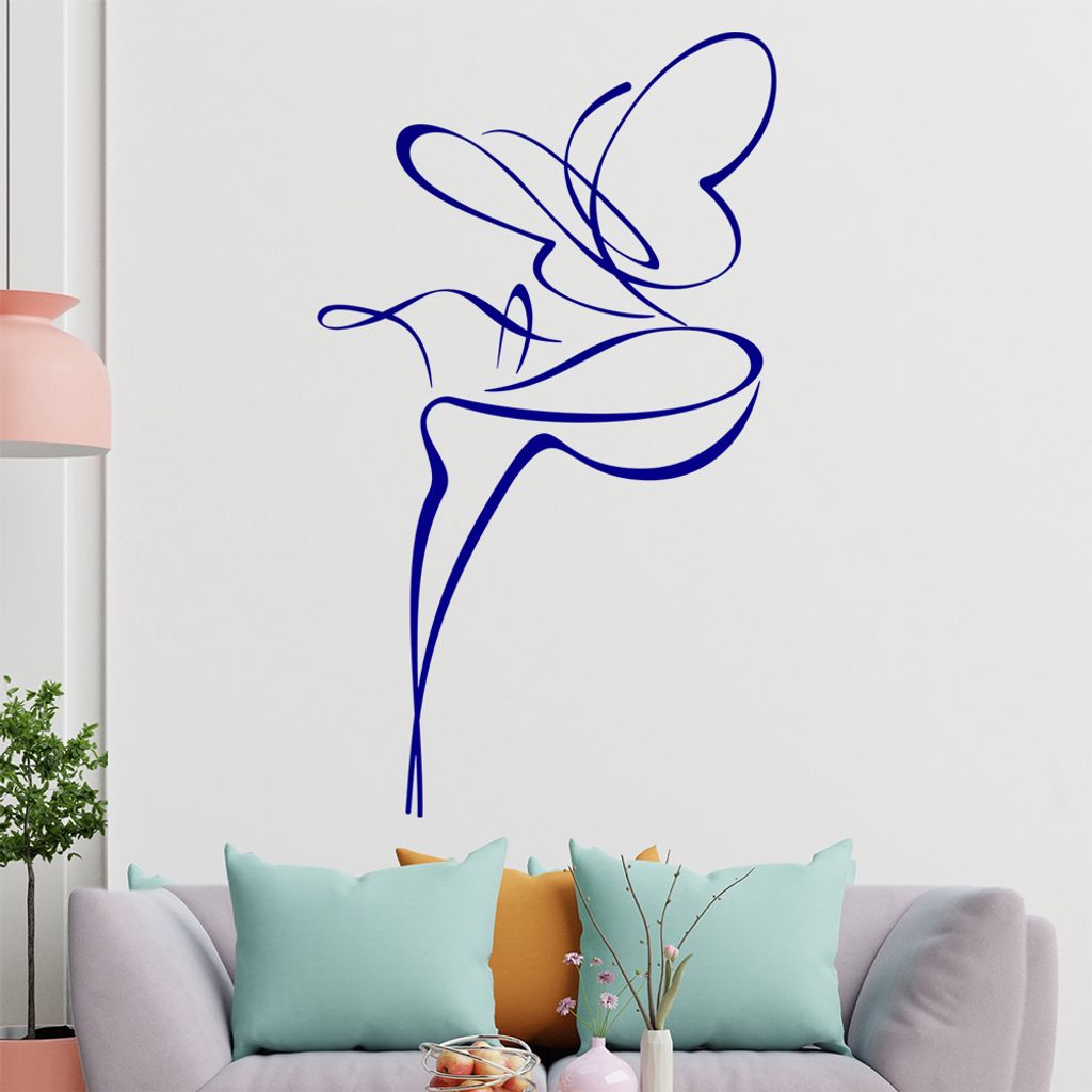 Schmetterling Linien Wandtattoo in 6 Größen - Wandaufkleber Wall Sticker - Dekoration, Küche, Wohnzimmer, Schlafzimmer, Badezimmer