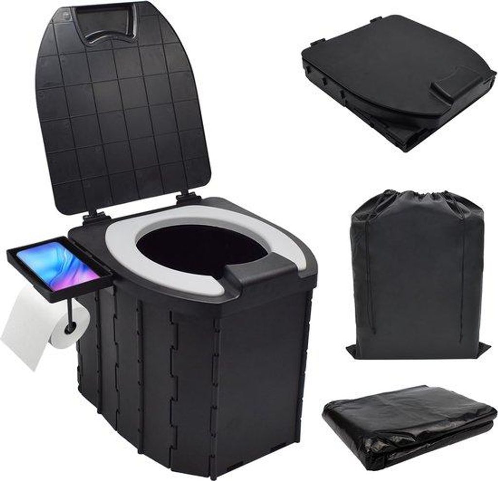 Mobiler WC - Opvouwbaar reistoilet - Zwart - Draagbaar - Portabel toilet für Camping und Reisen